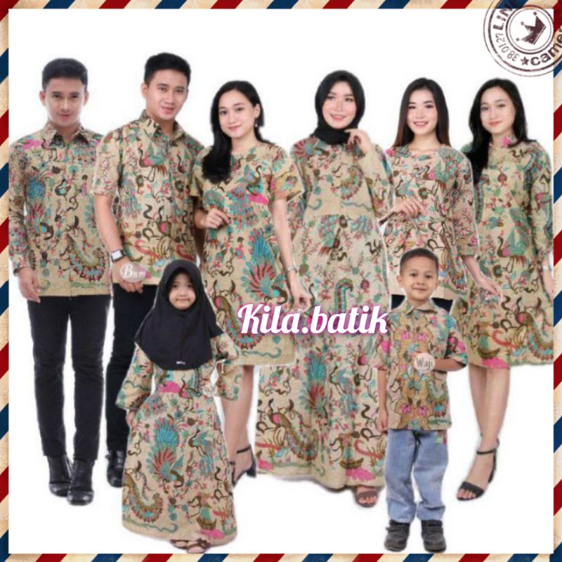 Batik Couple keluarga sania ruffle ori ndoro jowi dnt motif merak.S.M.L.XL.XXL.