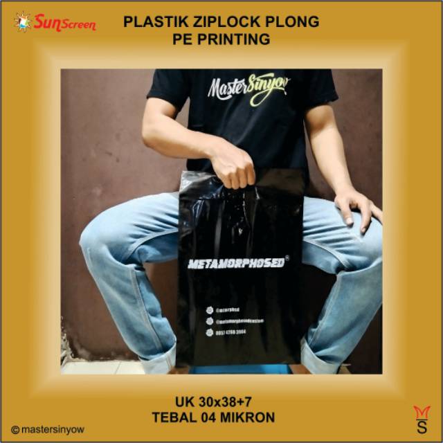 Sablon Plastik Ziplock Plong 30x38+7 Plastik Packing Olshop