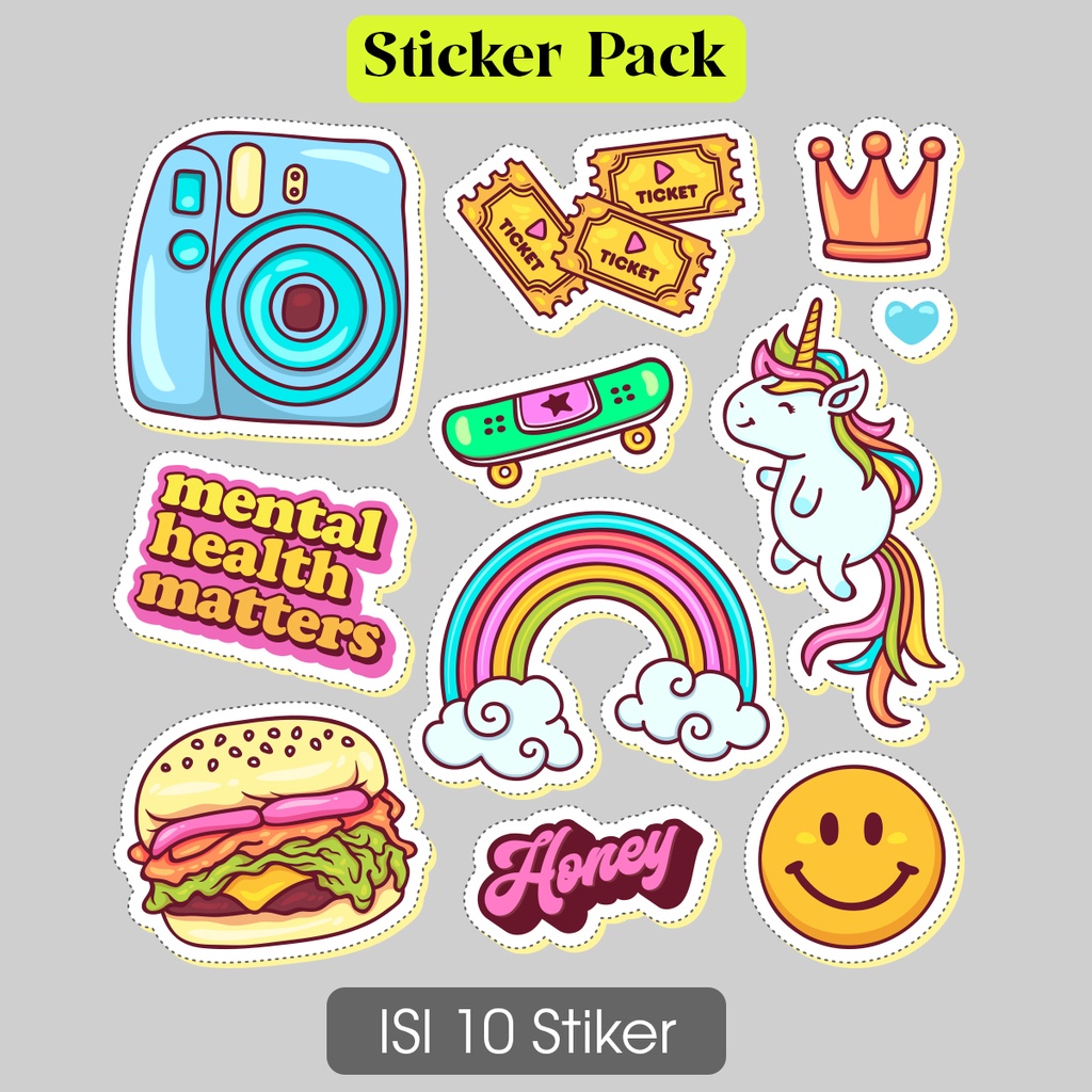 

Stiker Pack Unicorn and Happy Dreams Isi 10 pcs Sticker Lucu Aesthetic Anti Air