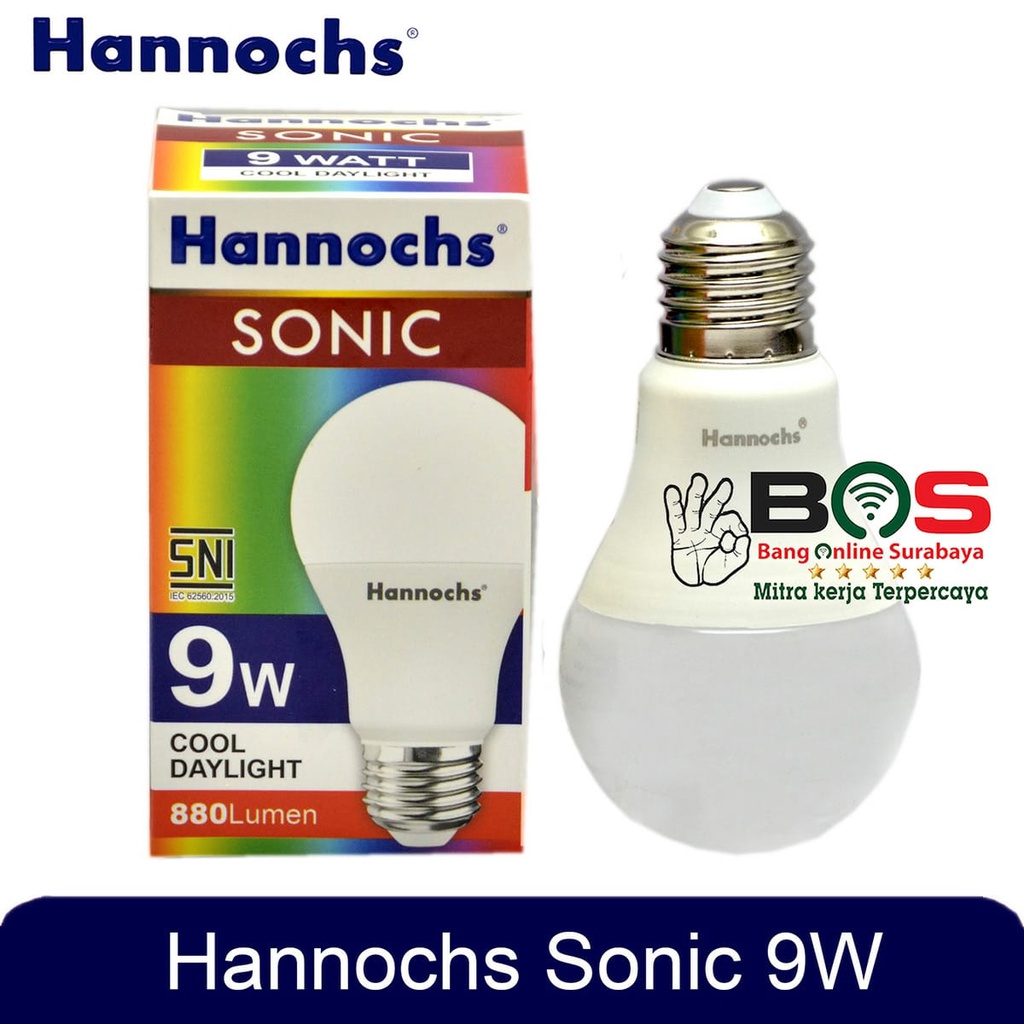 Lampu Hannochs Lampu Bohlam LED Sonic 9 Watt Cahaya Putih