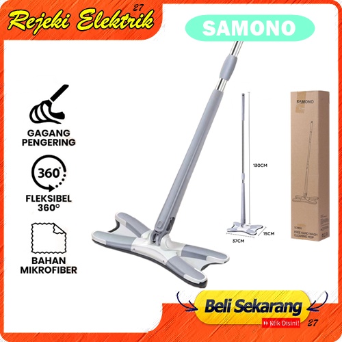 Samono Alat Pel Lantai Flat X Mop Hand-Free Wash Rotasi 360 Derajat Ergonomic Handle Murah SCM011 Biru