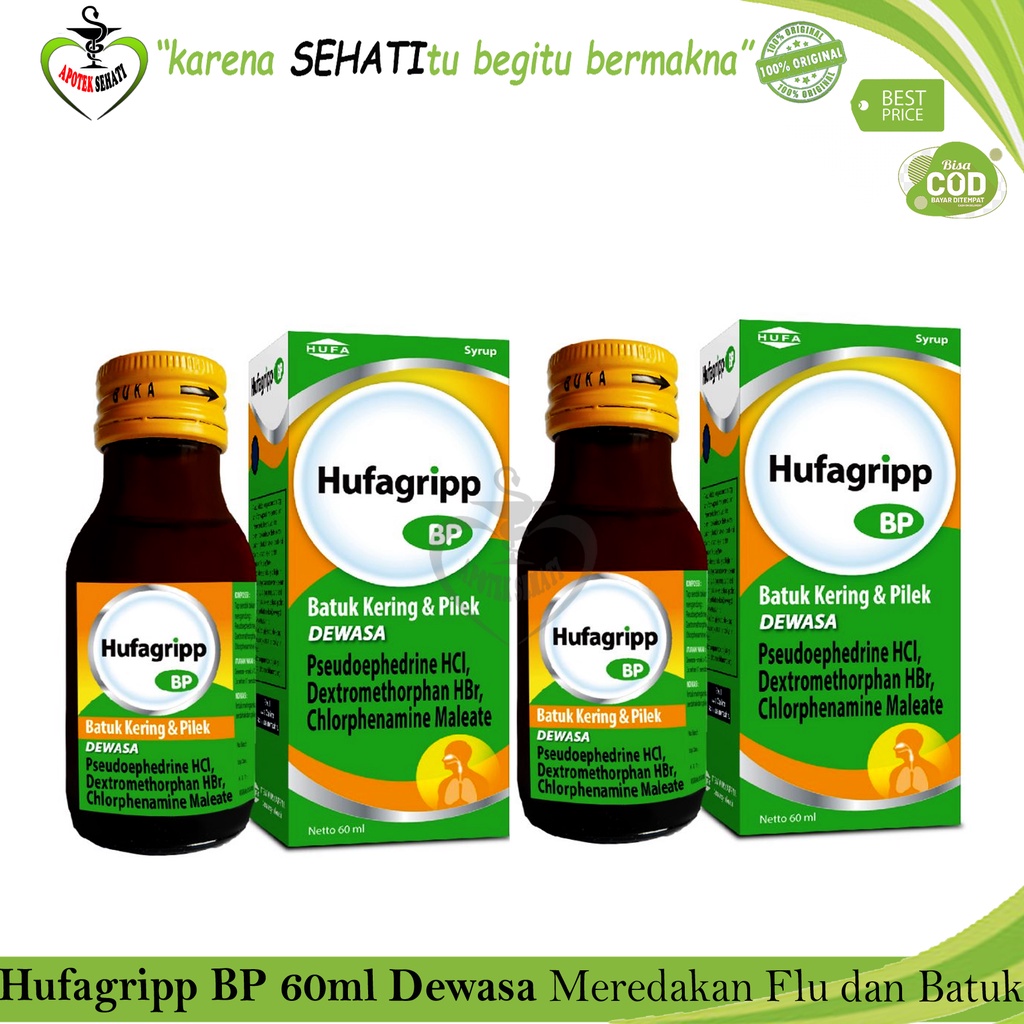 Original Hufagrip BP Sirup Dewasa 60ml Meredakan Batuk dan Flu