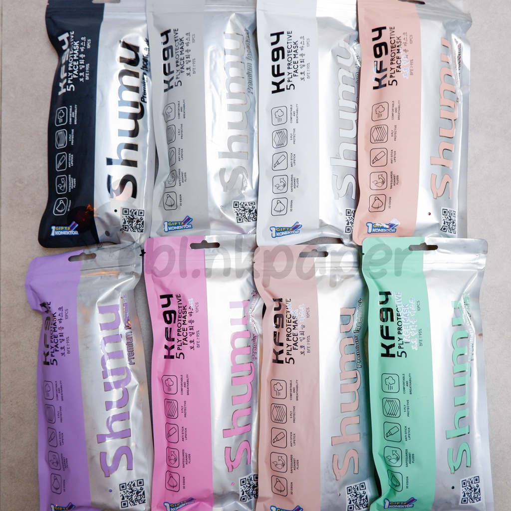 MASKER KF94 SHUMU WARNA 5 PLY / MASKER KN95 SHUMU WARNA 6 PLY ISI 10 PCS KEMENKES FREE CONNECTOR