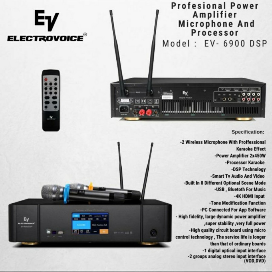 Profesional Power Amplifier Microphone EV - 6900 dsp And Processor Original Electrovoice