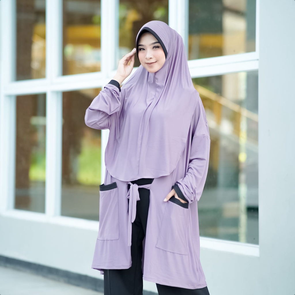 sansanhijab Hijab Syar’i Cleo Cardigan Ped – Cardigan Panjang dengan Desain Dinamis dan Elegan