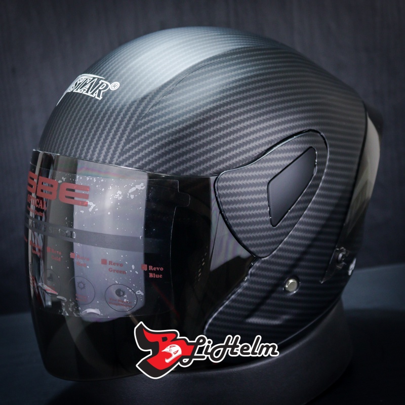 MVSTAR HELM R-TECH CARBON DOFF | HALF FACE MV STAR RTECH + SPOILER