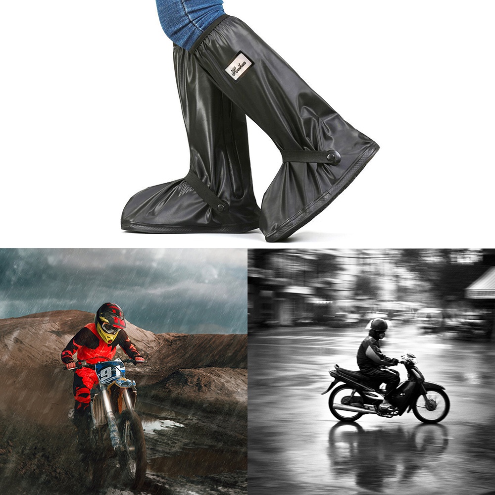 Cover Jas Hujan Sepatu - Rain Cover Sepatu - Pelindung Sepatu Anti Air Transparant / Black dengan cahaya reflektor