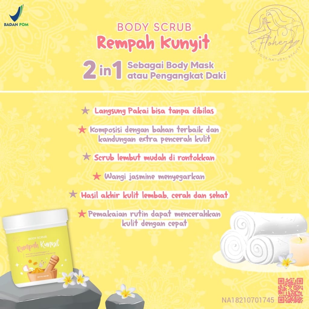 BODY SCRUB FLOHERA with extra pencerah milk 1% and Collagen 1%