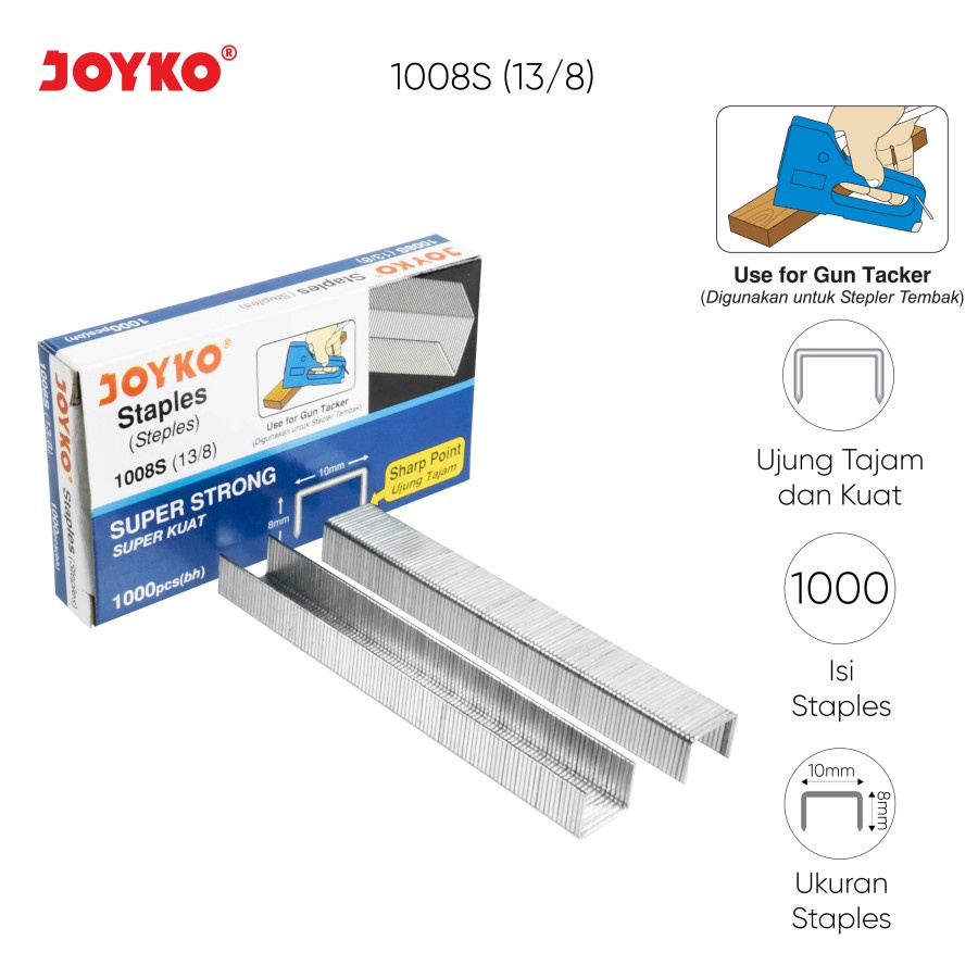 

Staples / Isi Stapler / Gun Tacker Refill Merk Joyko 1008S (13/8) Satuan -SHABG