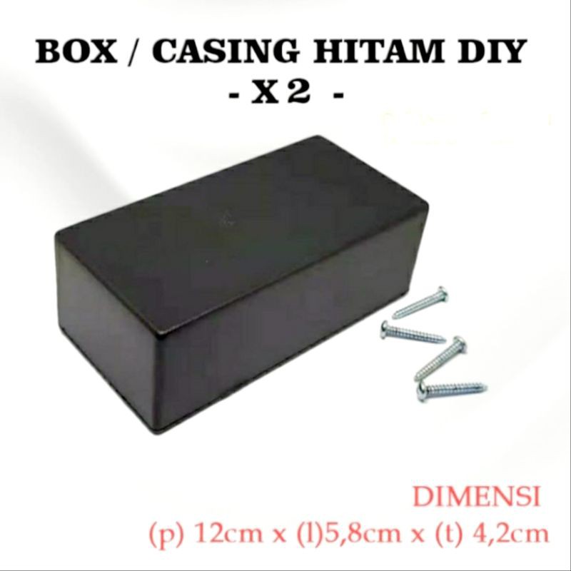 BOX HITAM / BOX PLASTIK X2 TANPA LUBANG + BONUS SKRUP