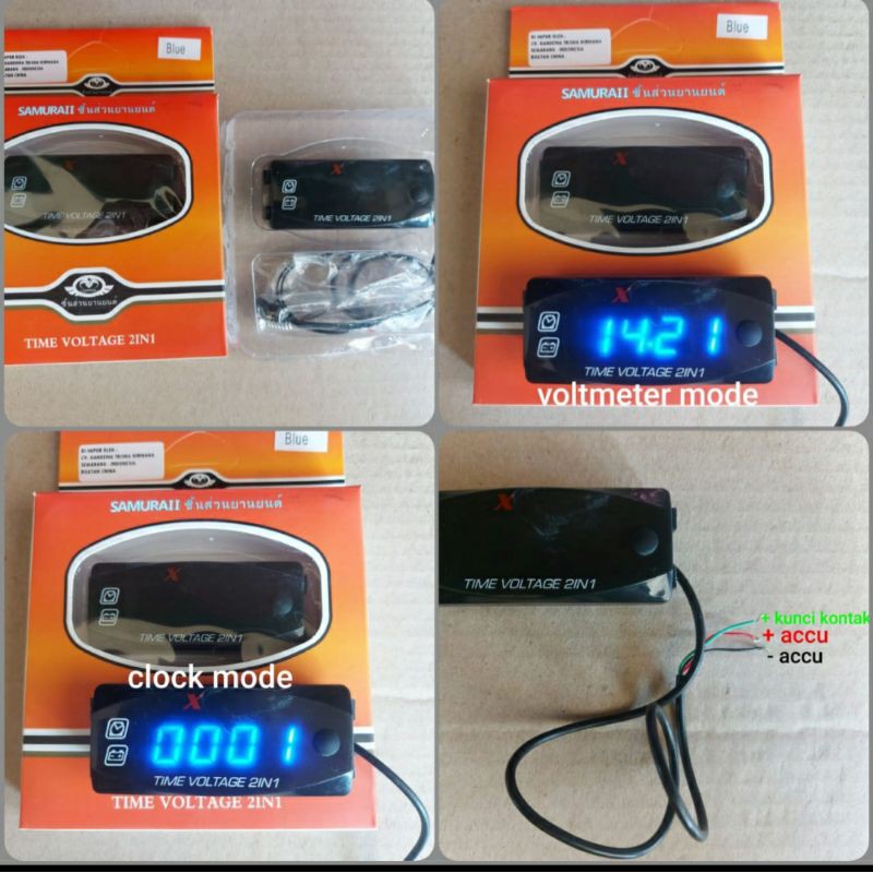 COD VoltMeter Digital Plus Jam 2 IN 1 Universal waterproof anti air