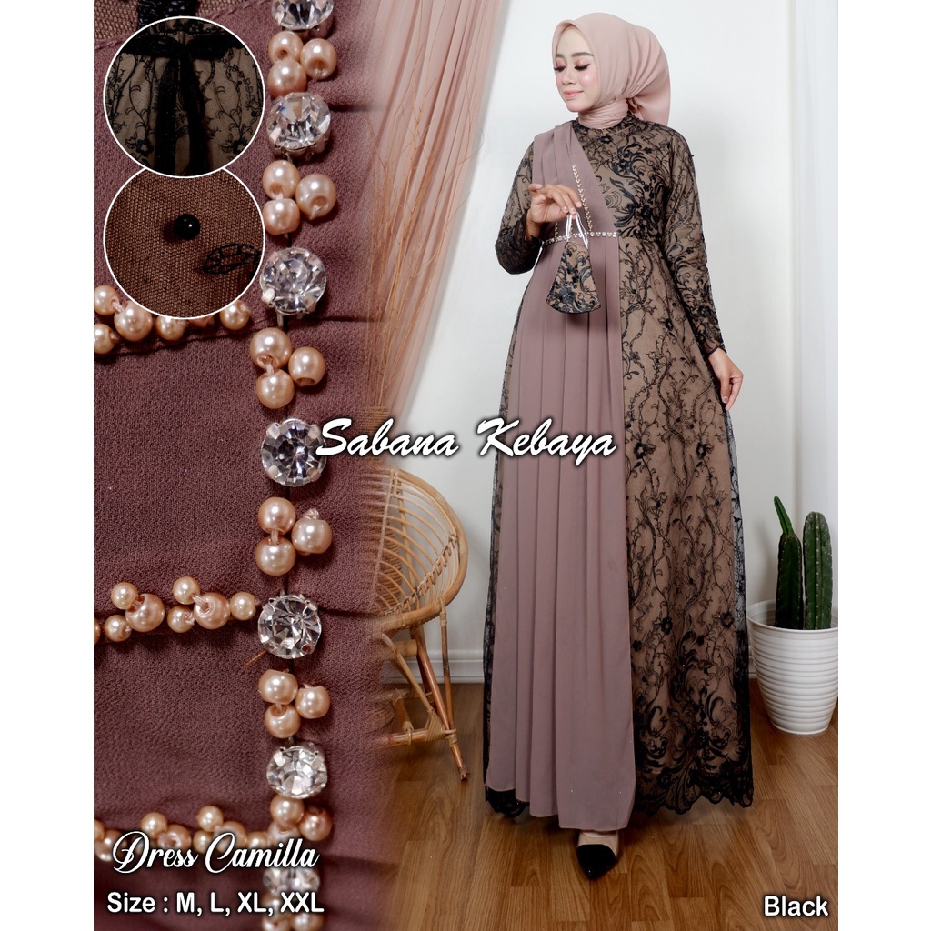 Permata Olshop / Camilla Dress SK / Kebaya Gamis Pesta Modern / Gamis Kondangan Mewah / Kebaya Payet