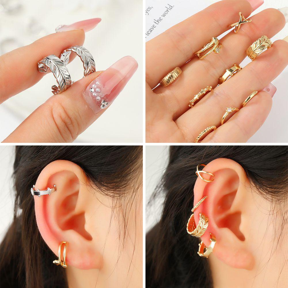 Preva Anting Manset Telinga Ear Cuff Warna Silver Gold Cincin Hidung Minimalis Simple Klip On Tulang Rawan