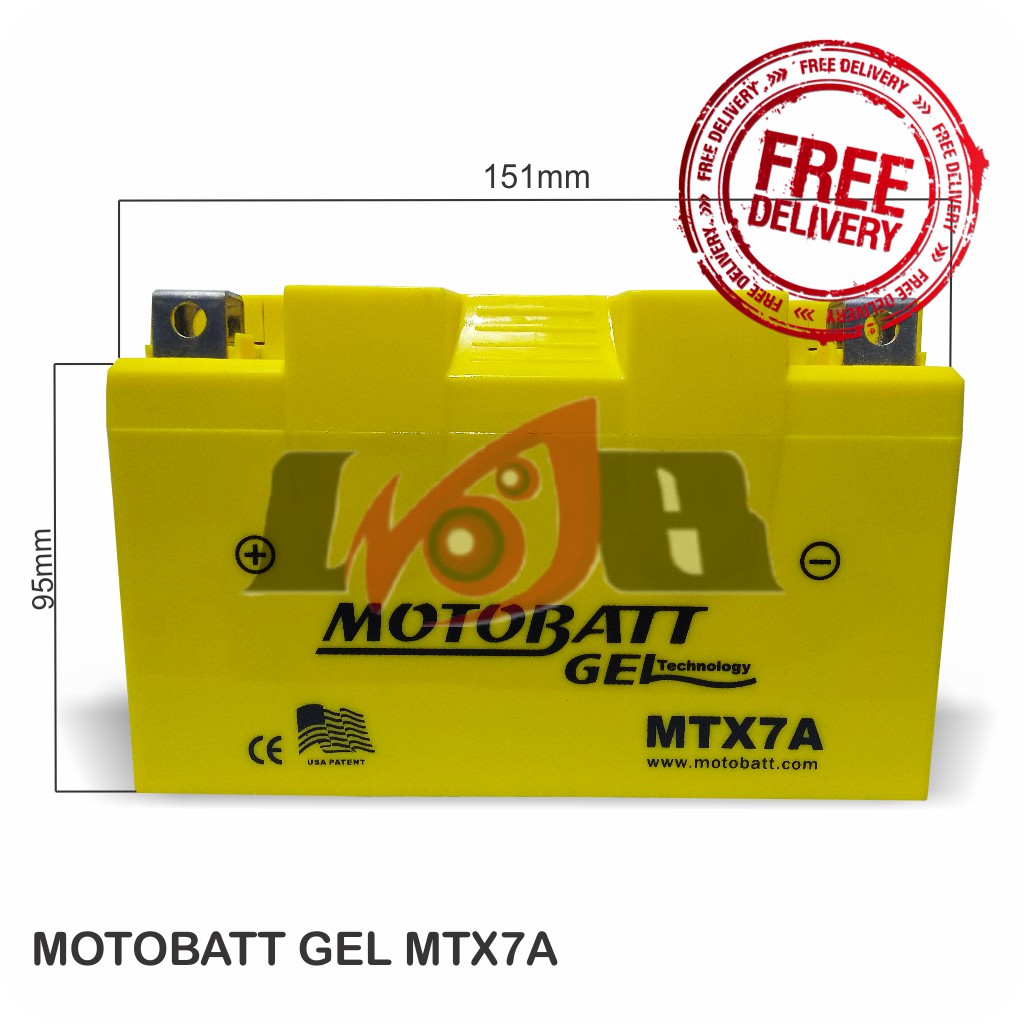 Accu Motobatt Gel MTX7A YTX7-BS YTX9-BS Ninja 250 Minerva Kymco Benelli