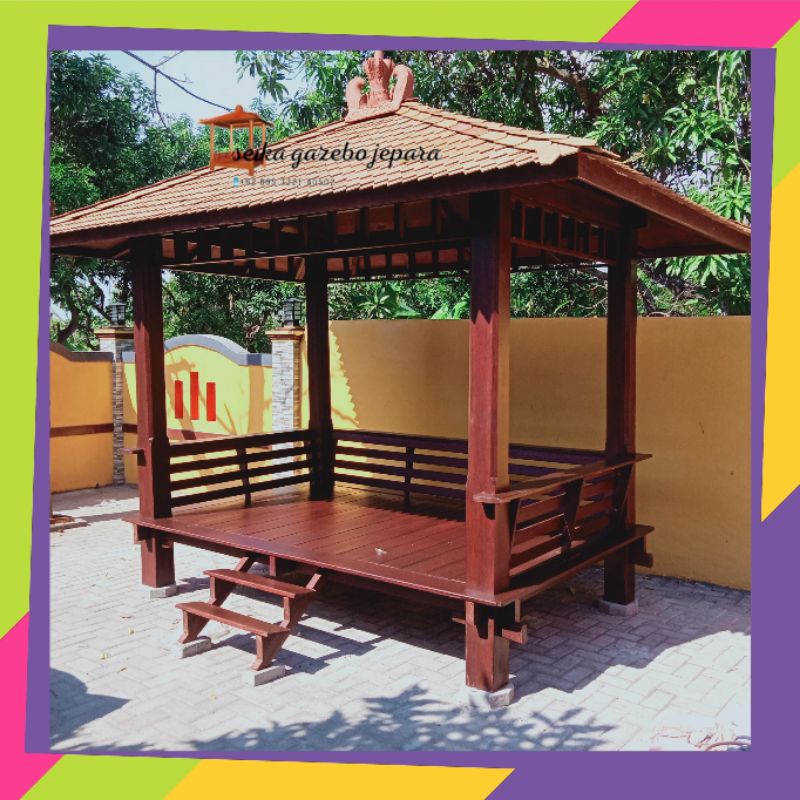 Gazebo kayu glugu/kelapa minimalis