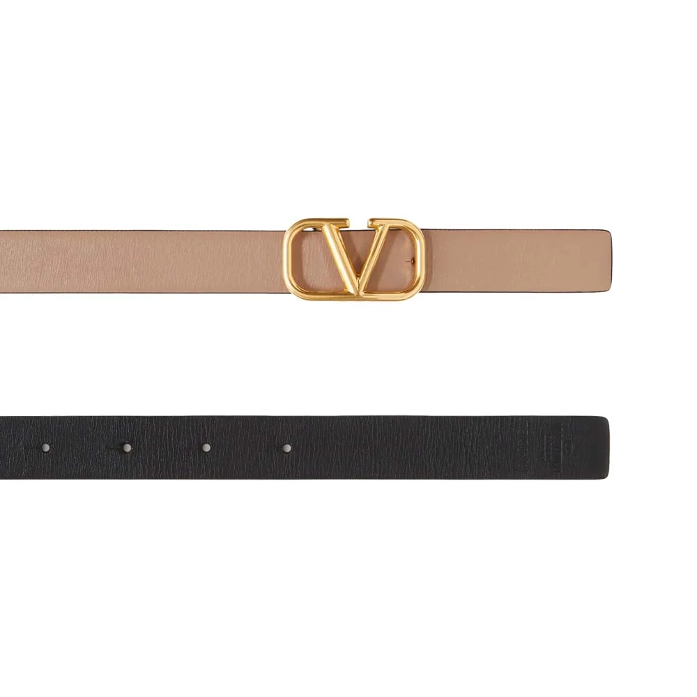 VLTN VLOGO Reversible Leather Belt 2cm Nude/Black GHW