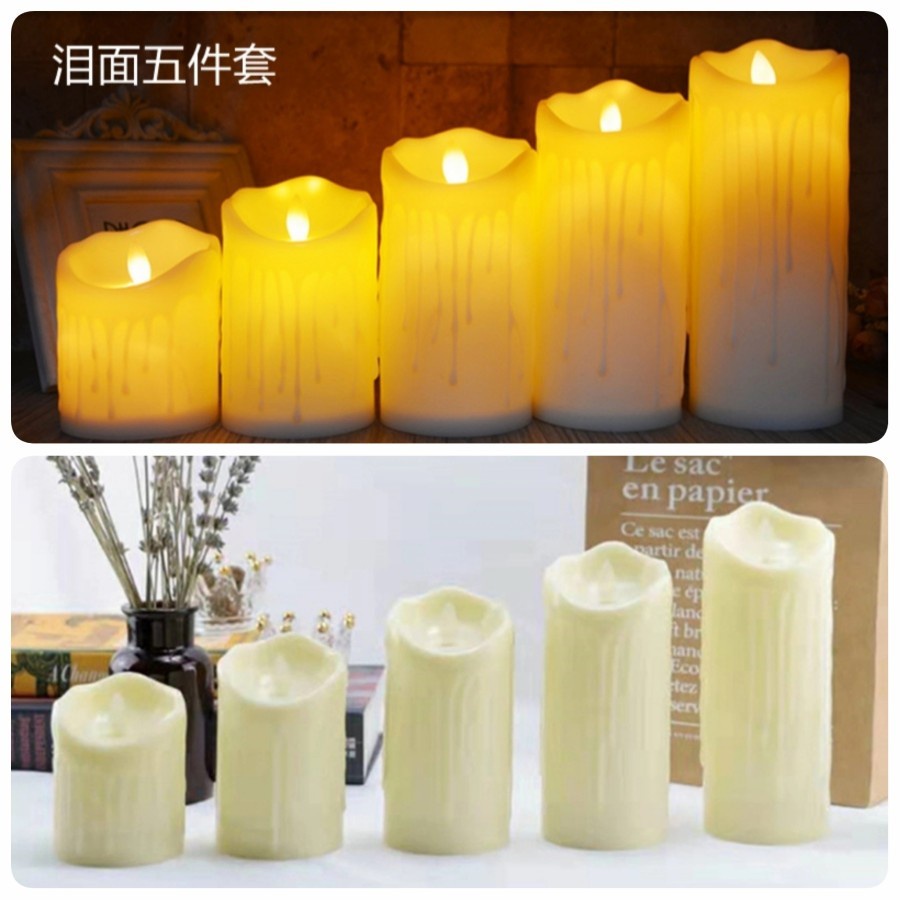 GROSIR Lilin LED Elektrik Murah Candle Dekor Lilin Leleh PVC d 7,5 cm