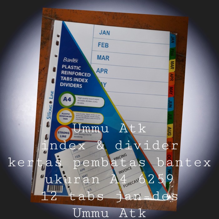 

Menakjubkan Kertas Divider Pembatas Bantex 12 Tabs 6259 Ukuran A4 Jan - Des Limited