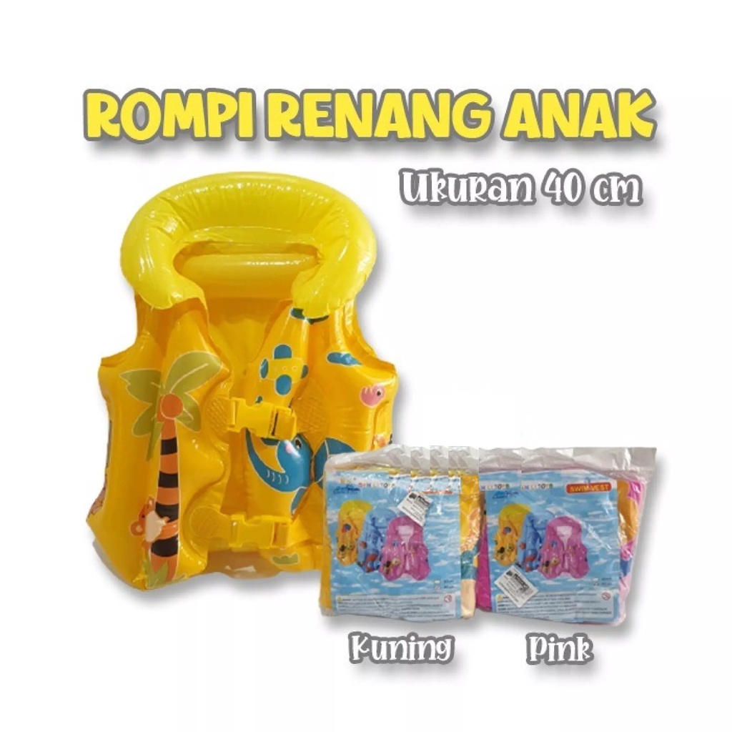 40cm Swim Vest Karakter Rompi Pelampung Renang Anak 3-5Thn Size M 0745