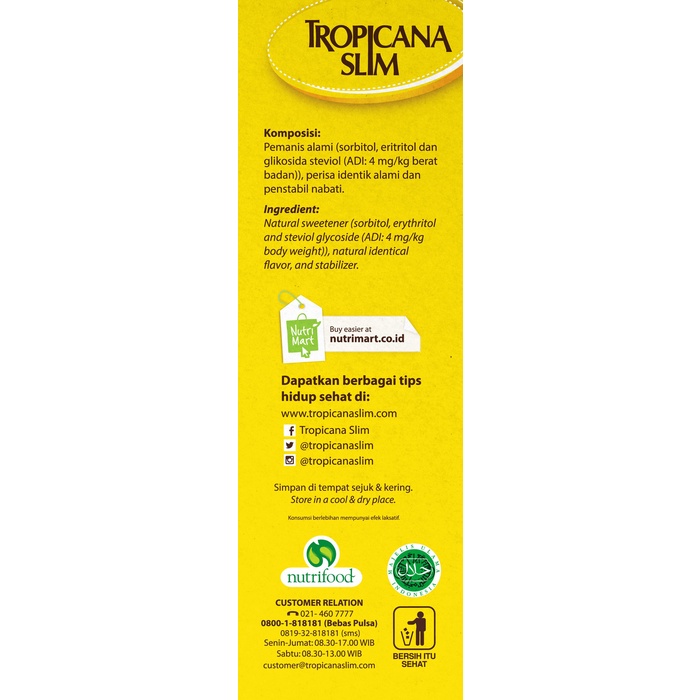 

ufd6021 Tropicana Slim Stevia 50 Sachet Fsfs201