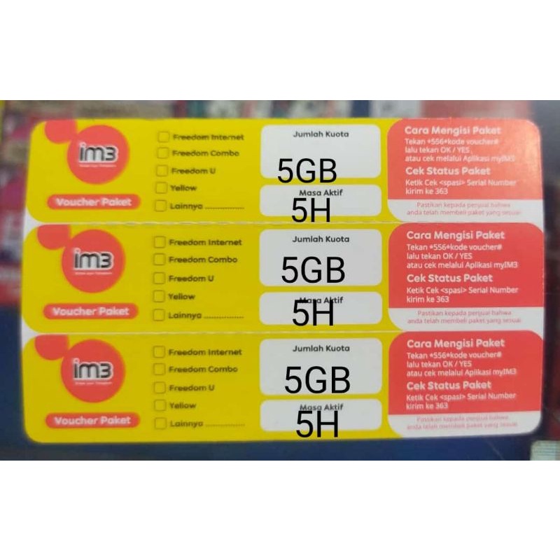 Voucher Indosat/ Ooredoo 5GB (5Hari) Freedom Internet Nasional