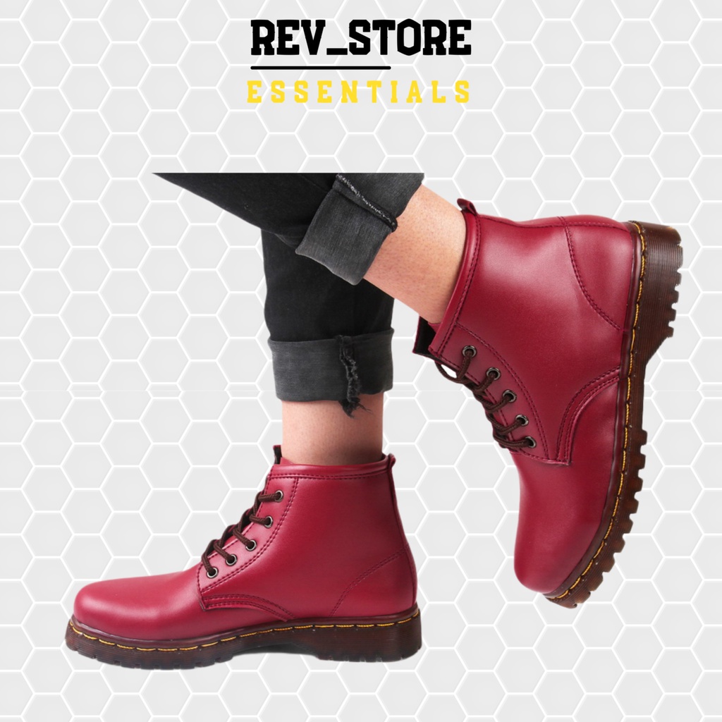 ☀ REV STORE ☀ Sepatu Boots Docmart Wanita Classic / Sepatu Docmart Warna Maron Original Evr