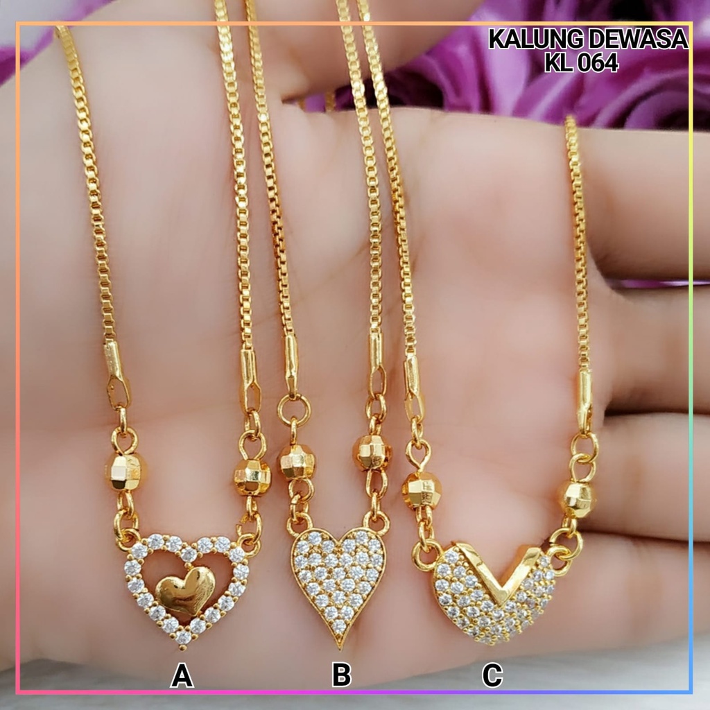 Kalung xuping kalung dewasa koye love permata perhiasan lapis emas gold KL 064