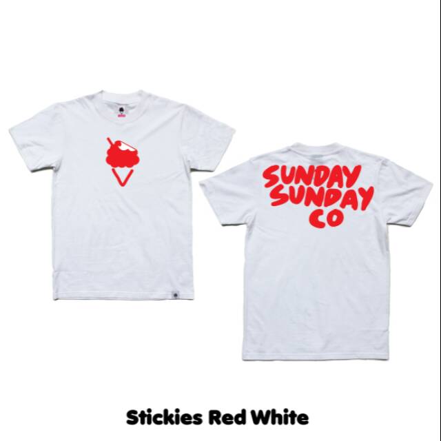 T-SHIRT / Kaos Distro SundaySundayCo Original ( Stickies Red White )