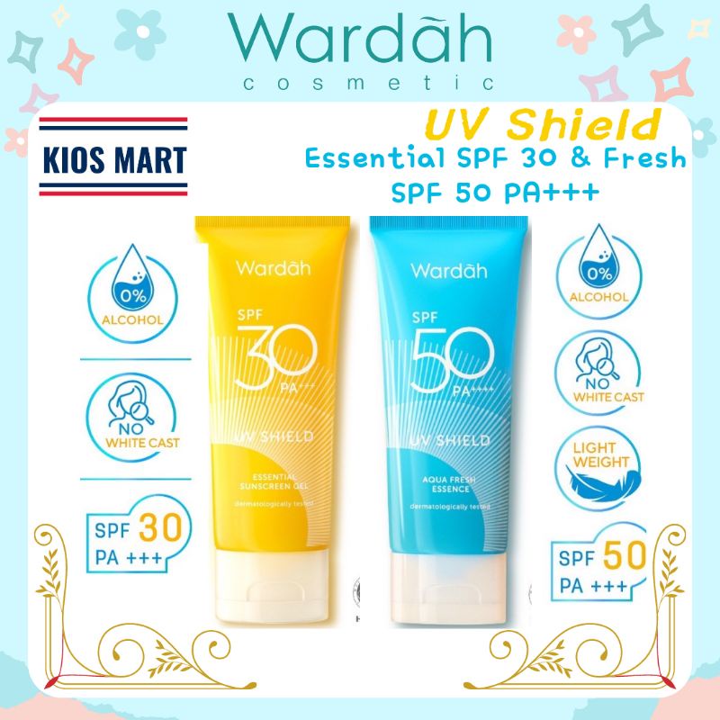 Wardah UV Shield Aqua Fresh Essence SPF 50 PA+++ 30ml | Essential Sunscreen Gel SPF 30 PA+++ 40ml