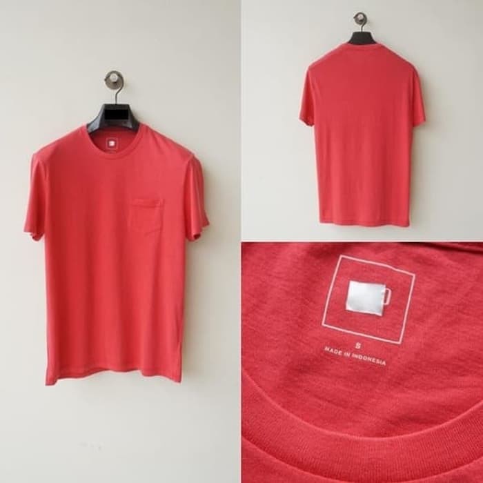 Mantul Kaos GAP Crewneck Pocket Tee Red Original Pria Lengan Pendek Merah