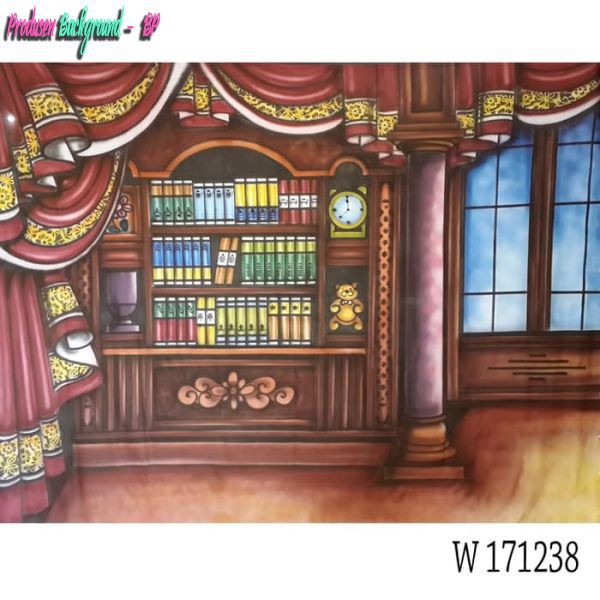 Background foto wisuda/ rak buku studio photo W 171238 ukuran 3x2,5m