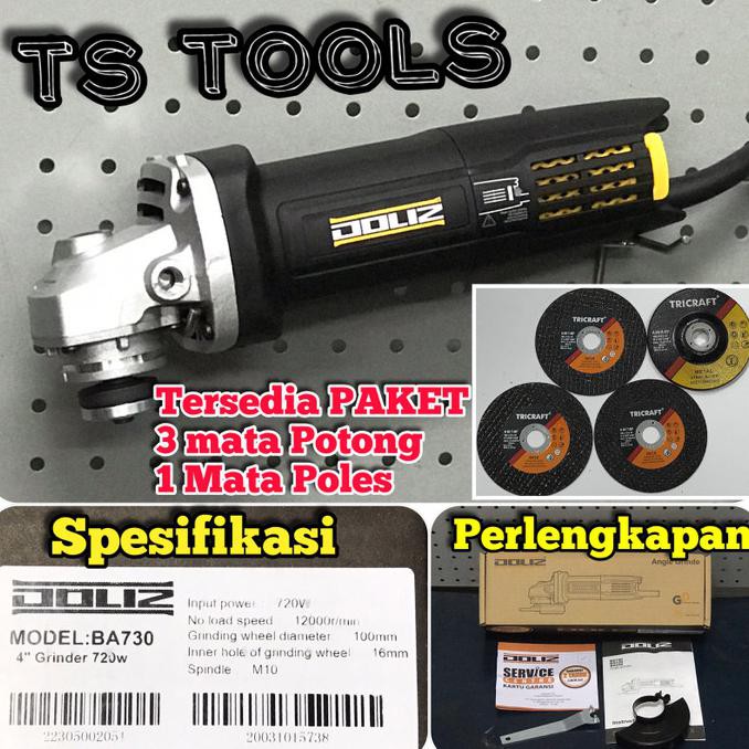 -READY- MESIN GERINDA TANGAN 4" DOLIZ BA 730 / ANGLE GRINDER 4" DOLIZ BA730 - NON PAKET