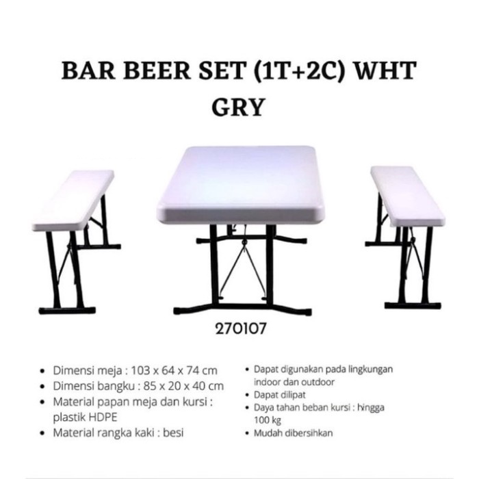 Krisbow set meja dan kursi makan set meja taman meja piknik meja lipat