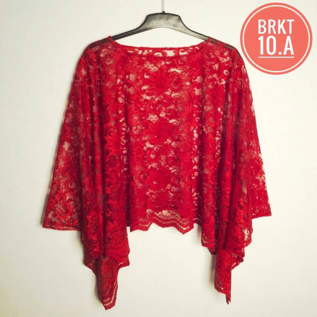 Cape Brokat Polos Merah Semi Prancis|Santili|Soltis|Corneli|Brokat Fatmawati Semi france|Brukat 3D