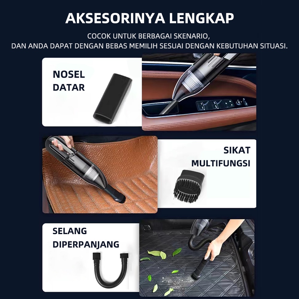 Vacuum Cleaner Wireless, Penyedot Debu 120W Wet And Dry  dan Rechargeable 5in1