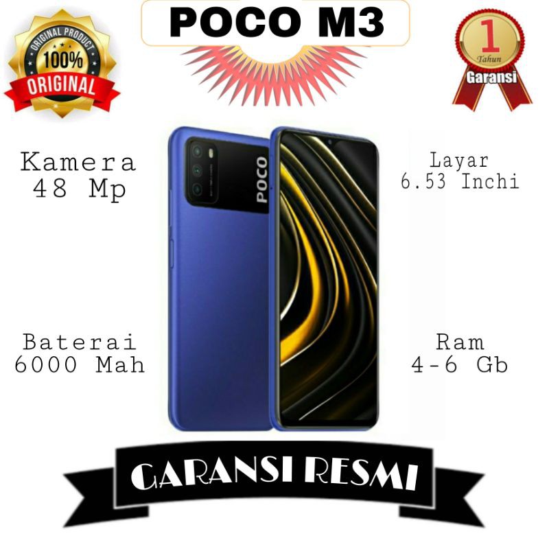 Xiaomi Poco M3 4/64 & 6/128 Baru Original Garansi Resmi