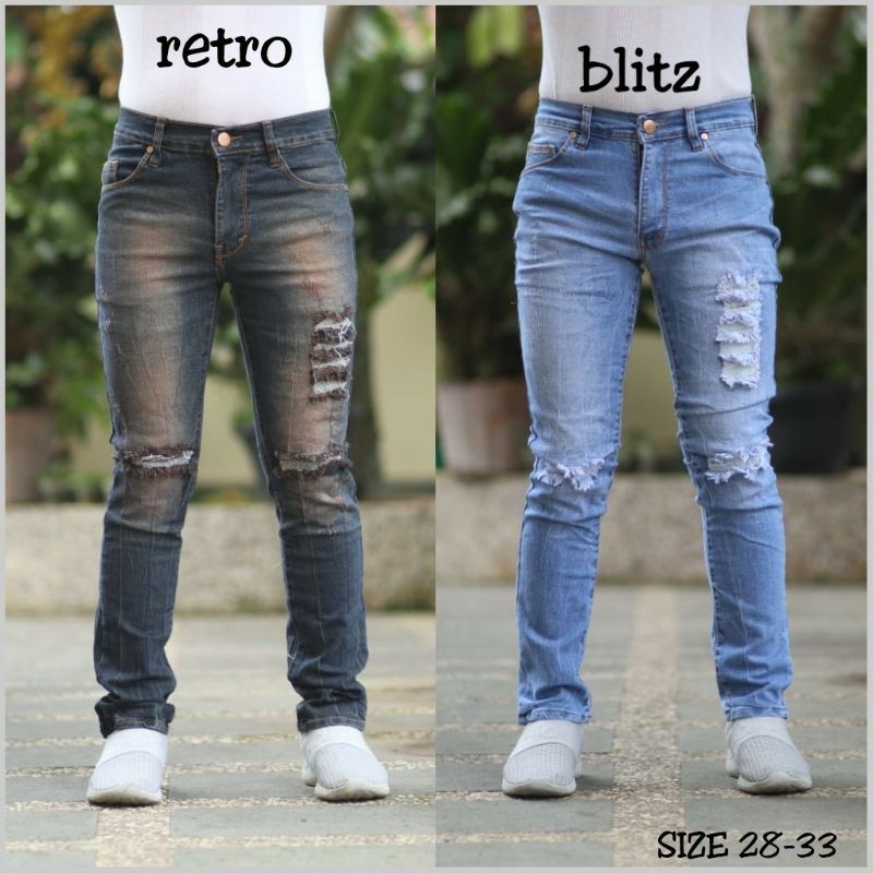  Celana  Jeans Ripped Sobek  Pria  Sobek  Puring Shopee Indonesia