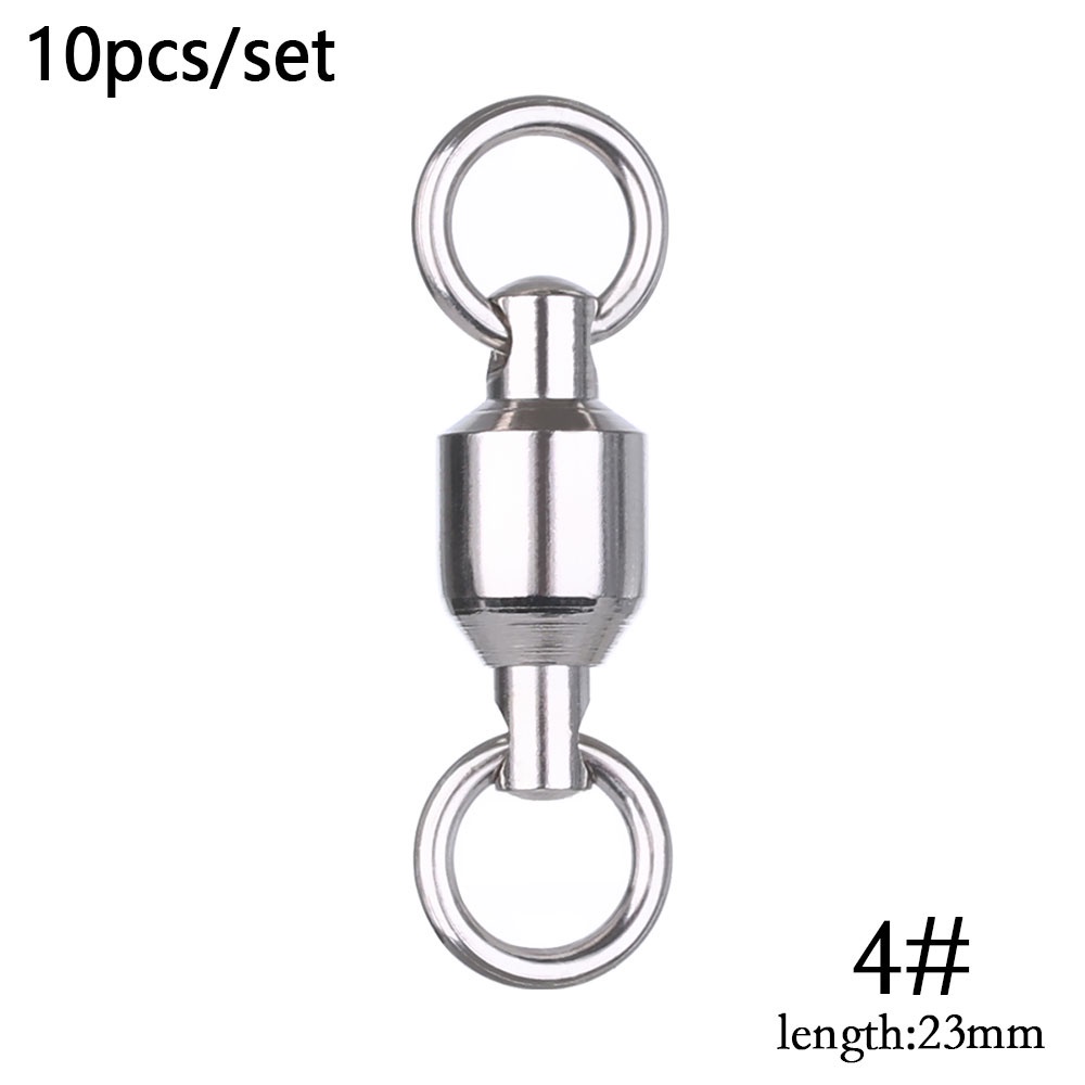 STAR 10PCS New Heavy Duty Ball  High Quality Solid Ring  Fishing Rolling Swivel Connector Stainless Steel Size 0# to 10# Durable high strength Bearing Barrel-4
