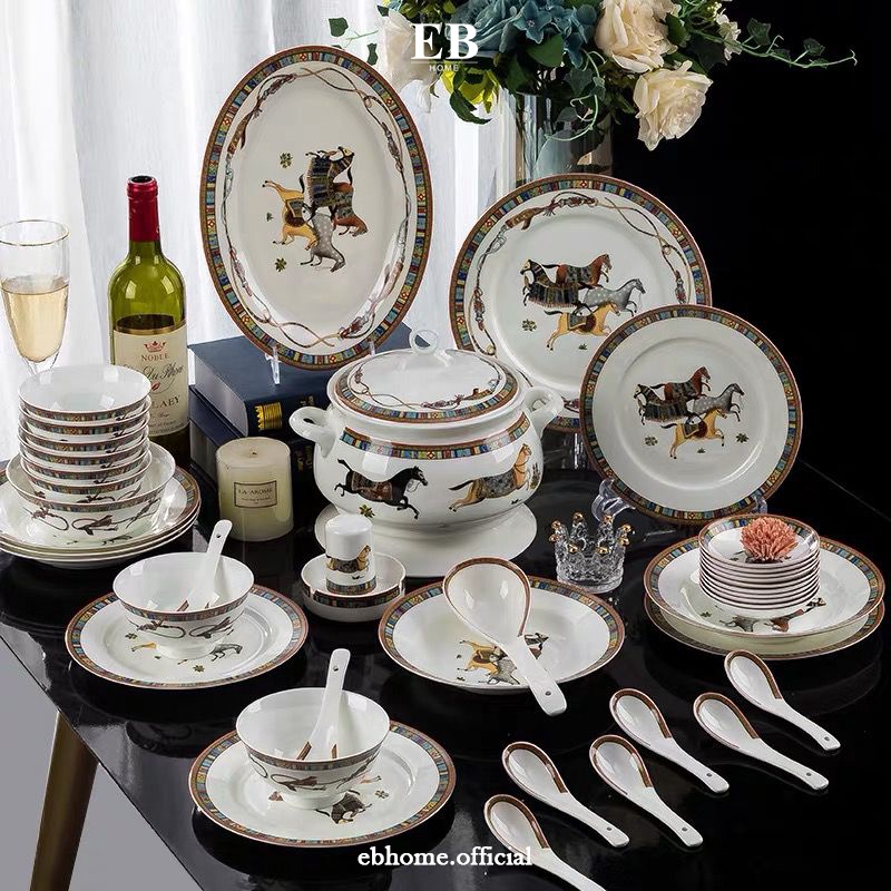 Piring Mangkok Keramik Set / Piring Mewah Dining Tableware Set 573/1