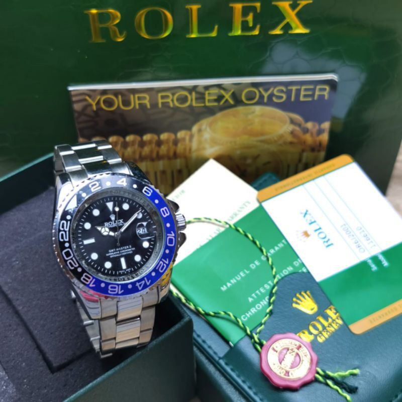 Jam Tangan Pria Rolex Premium Case Angka Tanggal Aktif Fullset Free Box Rolex &amp; Baterai Cadangan