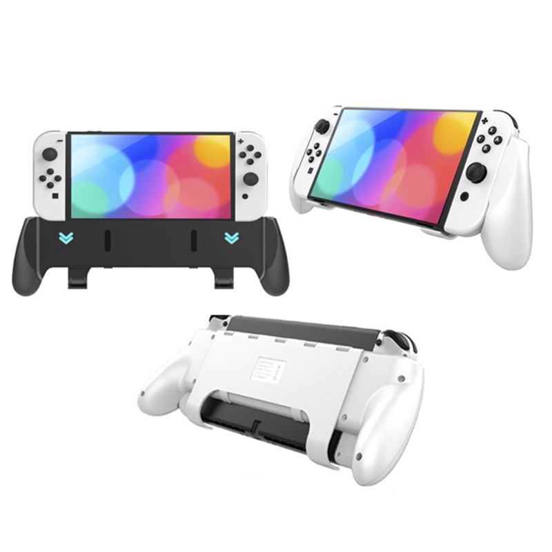 Btsg Host Anti Slip Grip Handheld Grip Untuk Case Dengan Kickstand Handle Grip Stand Dengan Slot Kartu Game Untuk Switch OLED