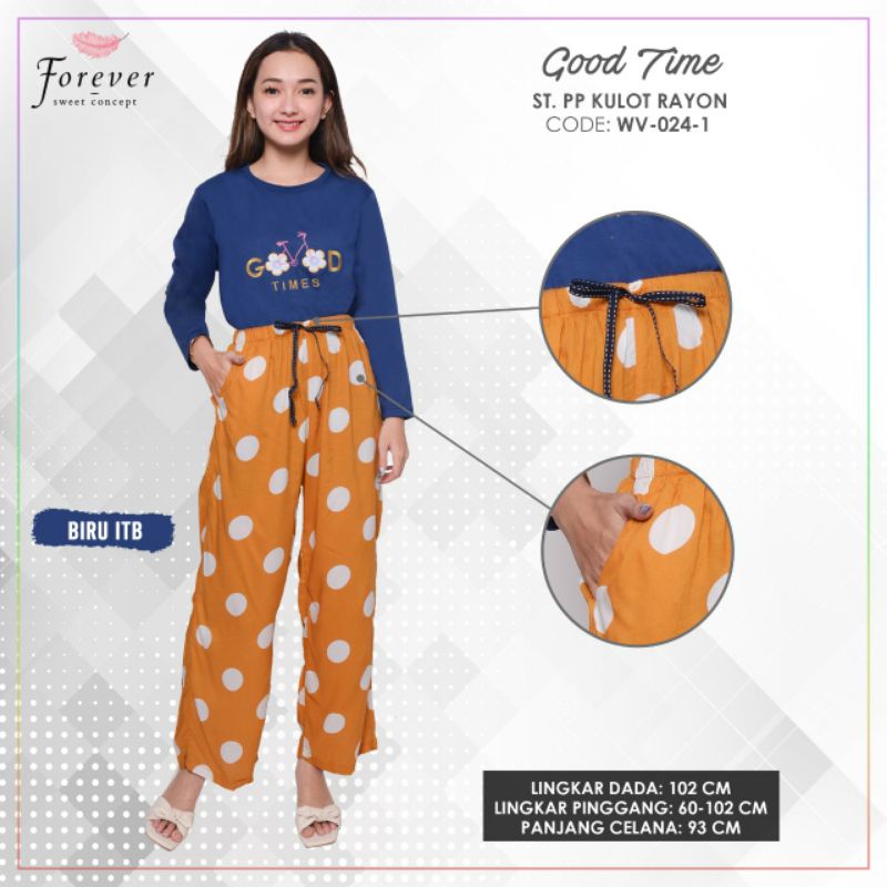 Baju setelan Forever sweet one set celana rayon lengan panjang