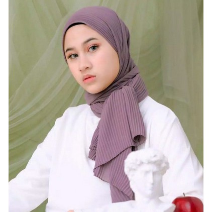 A-ZAHRA KRUDUNG PASHMINA PLISKET  FULL TANPA LIPATAN / PLEATS • PLEATED SHAWL BY ORBELLE