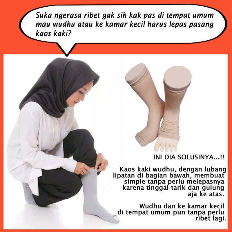 Kaos Kaki Wudhu Wanita Muslimah Nida Polos Bahan Tebal Panjang 35 cm Sebetis Halus dan Anti Bau