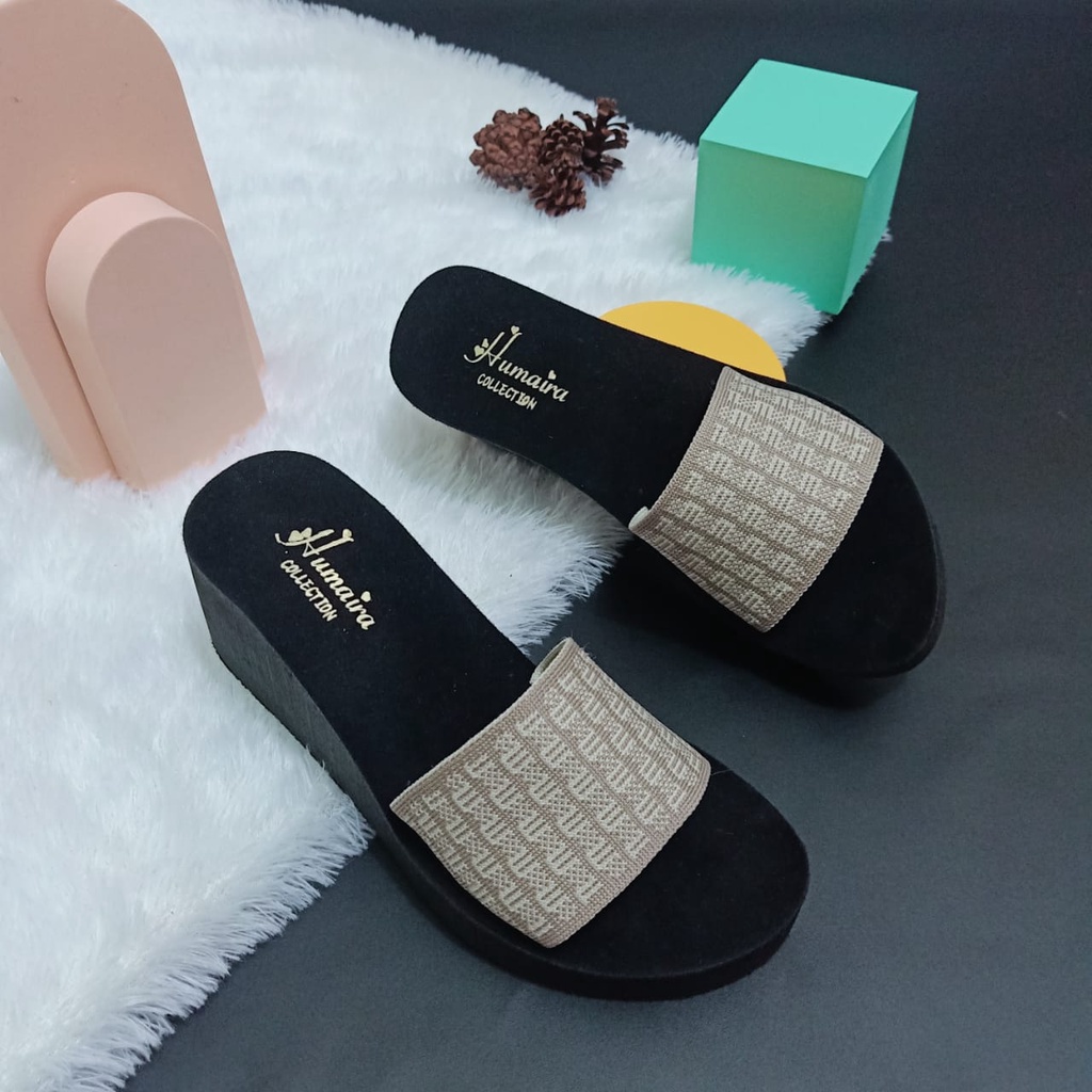 Sendal Selop Wedges Wanita Selop Rajut Terbaru Kekinian Sandal Wedges Wanita  - NESANH FLOE