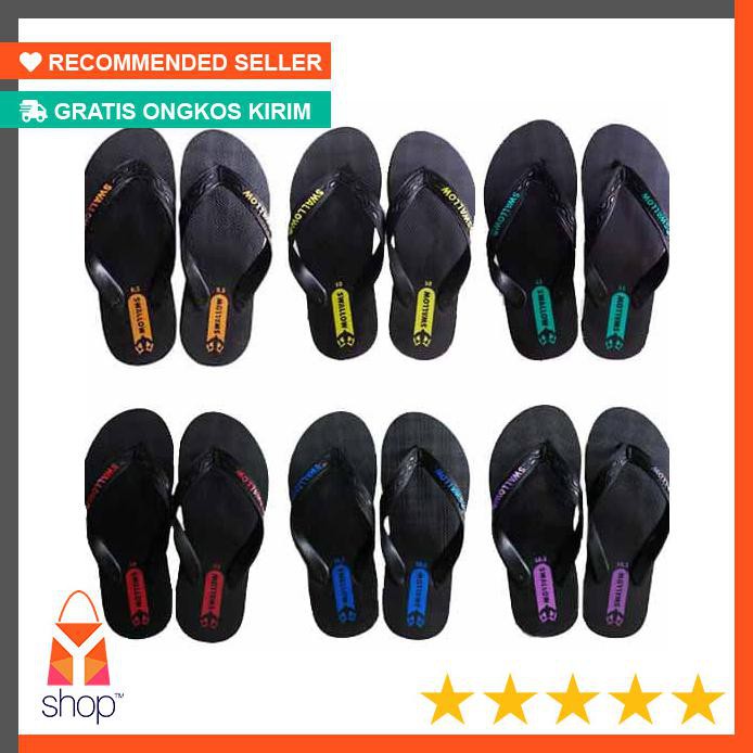 TERPOPULER  SATUAN Sandal Sendal Jepit Pria Swallow Black Pearl Hitam Ukuran Besa - Kuning, 40