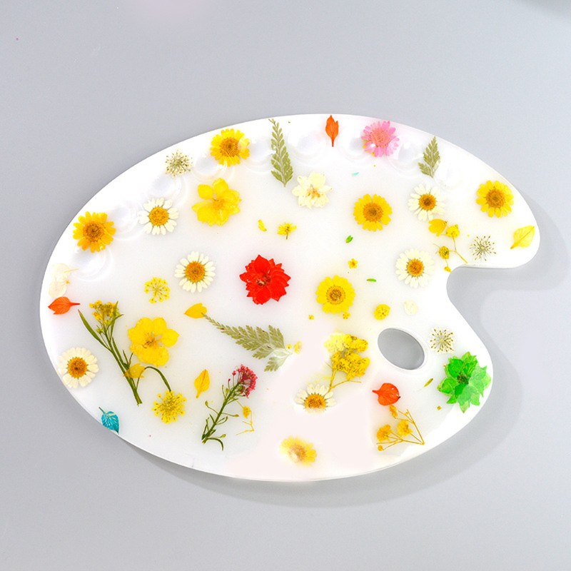 Glitter Handmade Artist Paint Palette Resin Casting Mold Oval Shape Paint Pallete Molds