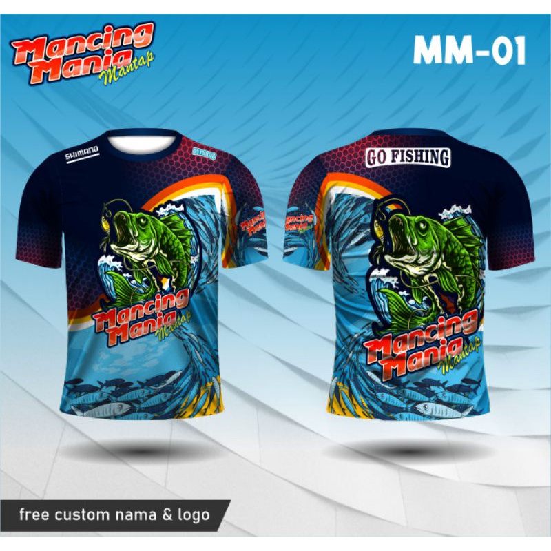 jersey mancing mania baju mancing lengan pendek free custom nama dan logo