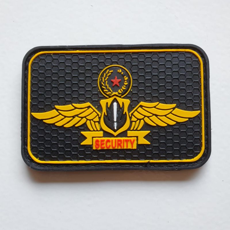 PATCH RUBBER LOGO SATPAM SECURITY/RUBBER PATCH SECURITY/TEMPELAN EMBLEM KARET VELCRO