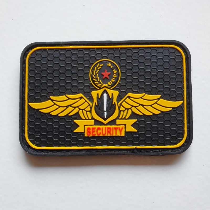 PATCH RUBBER LOGO SATPAM SECURITY/RUBBER PATCH SECURITY/TEMPELAN EMBLEM KARET VELCRO